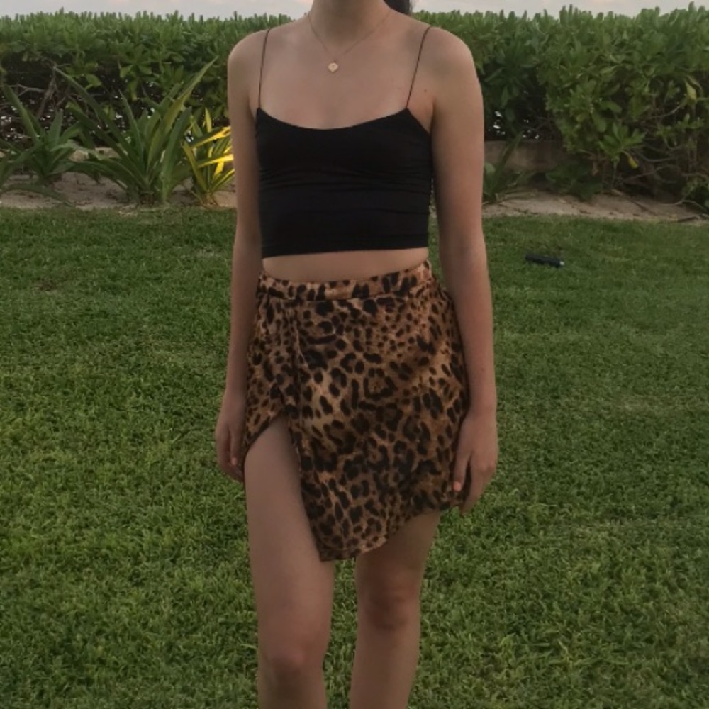 Leapard Wrap Mini Skirt